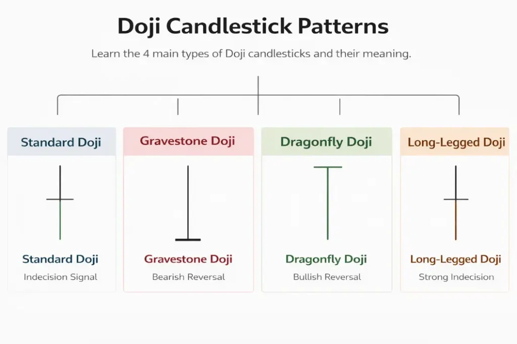 4 types of Doji Candlestick Pattern